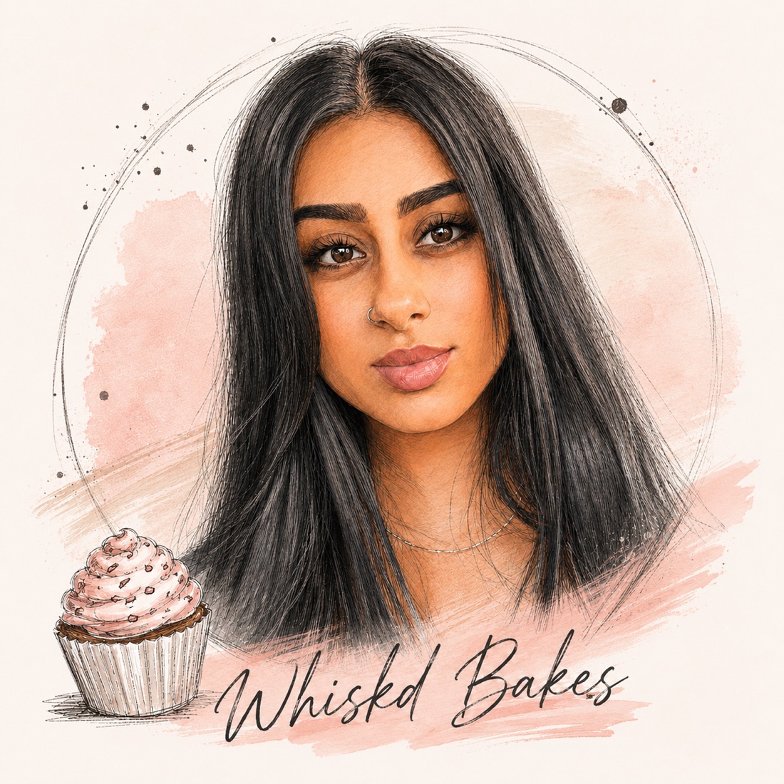 Illustrated portrait of Kam, founder of Whiskd Bakes